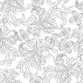 Elegance seamless pattern with ethnic flowers and leaf, vector floral illustration in vintage style. Royalty Free Stock Photo